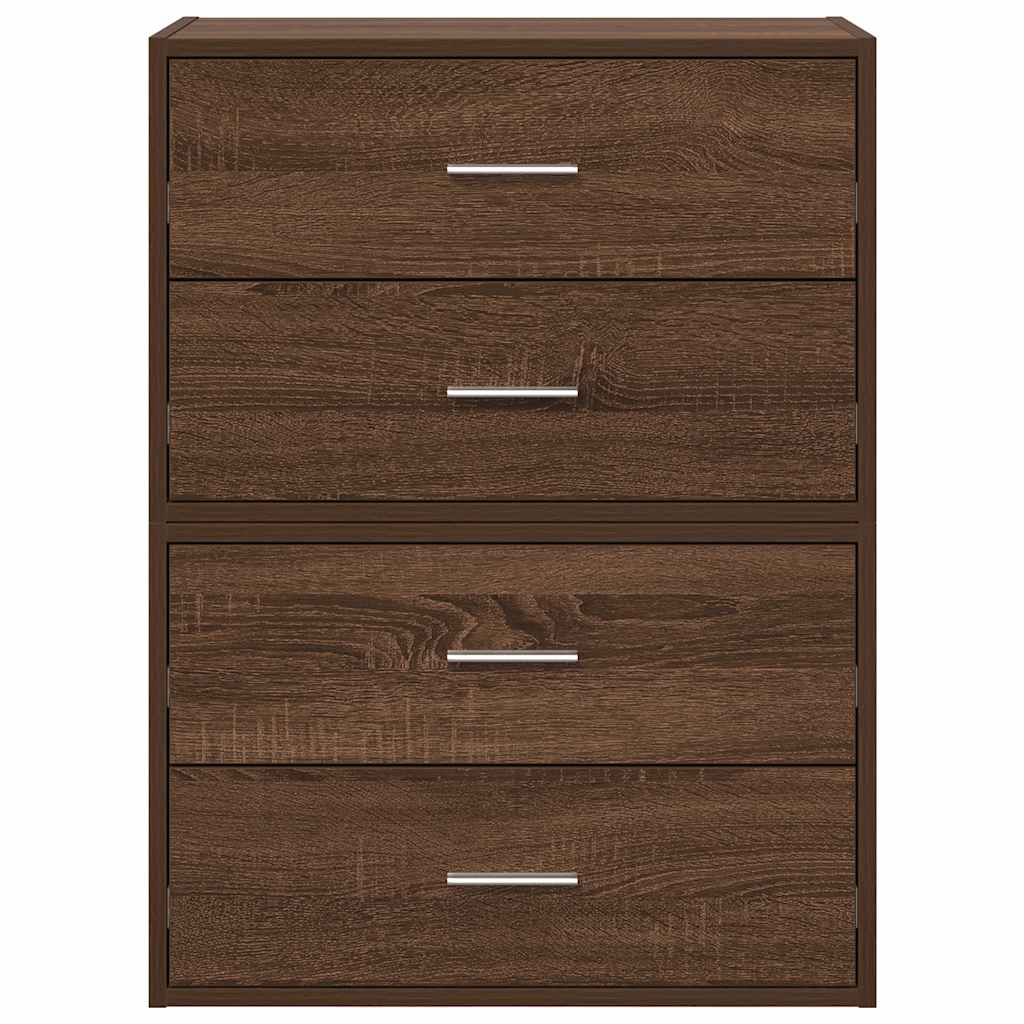 Cabinets with 2 Drawers 2 pcs Brown Oak 60x31x40 cm Engineered Wood